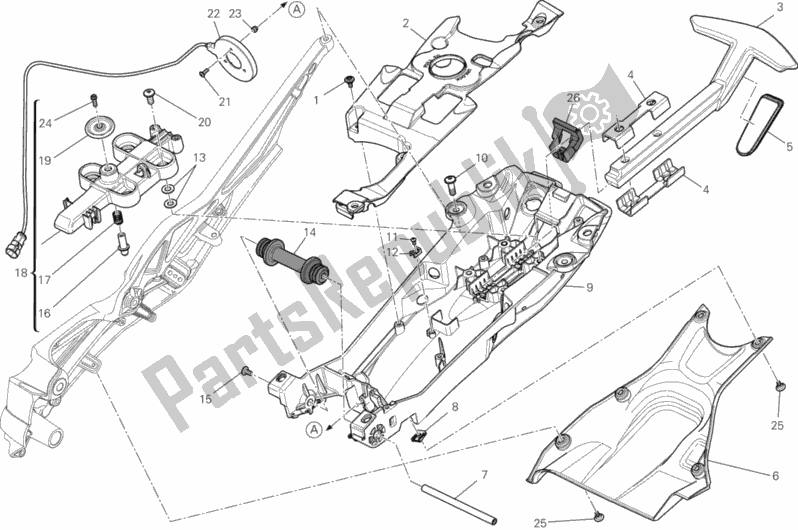 Tutte le parti per il Telaio Posteriore Comp. Del Ducati Diavel Carbon Brasil 1200 2013